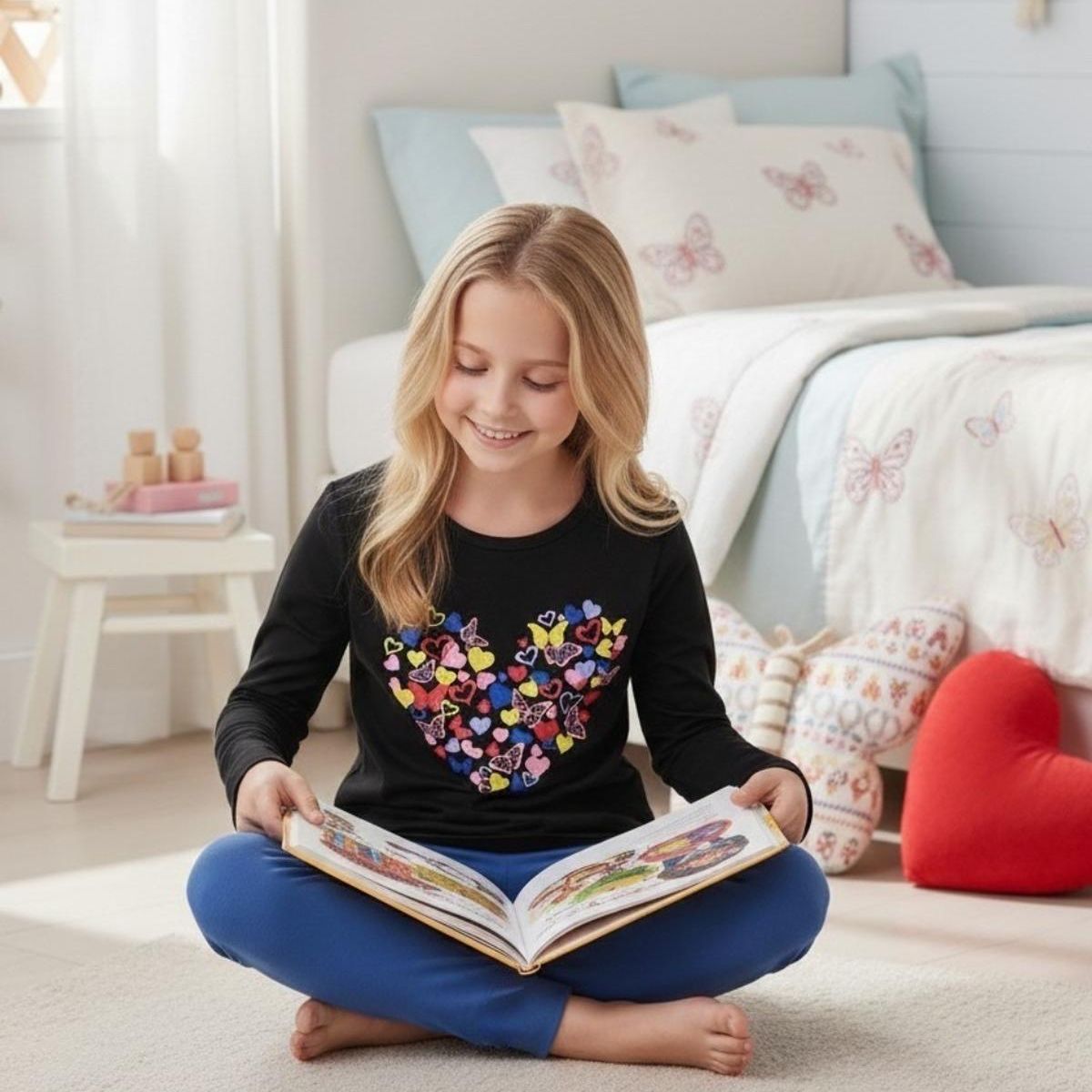 KOWHAI - Pijama Niña Estampado Corazón Mariposas