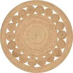 TSKY CHILE SHOPPING - Alfombra tejida a mano de yute trenzado de punto redondo 100cm natural,reversible,para sala de estar