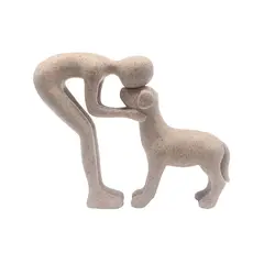 VATYERTY - Encantadora figura de resina de hombre y perro Beige