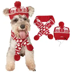 VATYERTY - Disfraz de Perro Navidad - Gorro y Bufanda de Lana Rojo XL