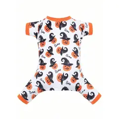 VATYERTY - Disfraz de Perro Halloween - Pijama Calabazas, Blanco y Naranjo M