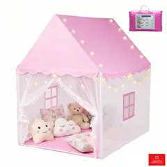 ANIKIDS - Carpa De Juego Infantil Plegable Con Luz Para Niños Niñas 130x120x100cm Color Rosado