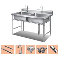 YOMYM - Fregadero de Acero Inoxidable Extra Grande Con Grifo 120×60×80 CM
