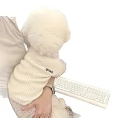 VATYERTY - Suéter elegante de cuello alto para mascotas 1 pieza de poliéster suave Beige