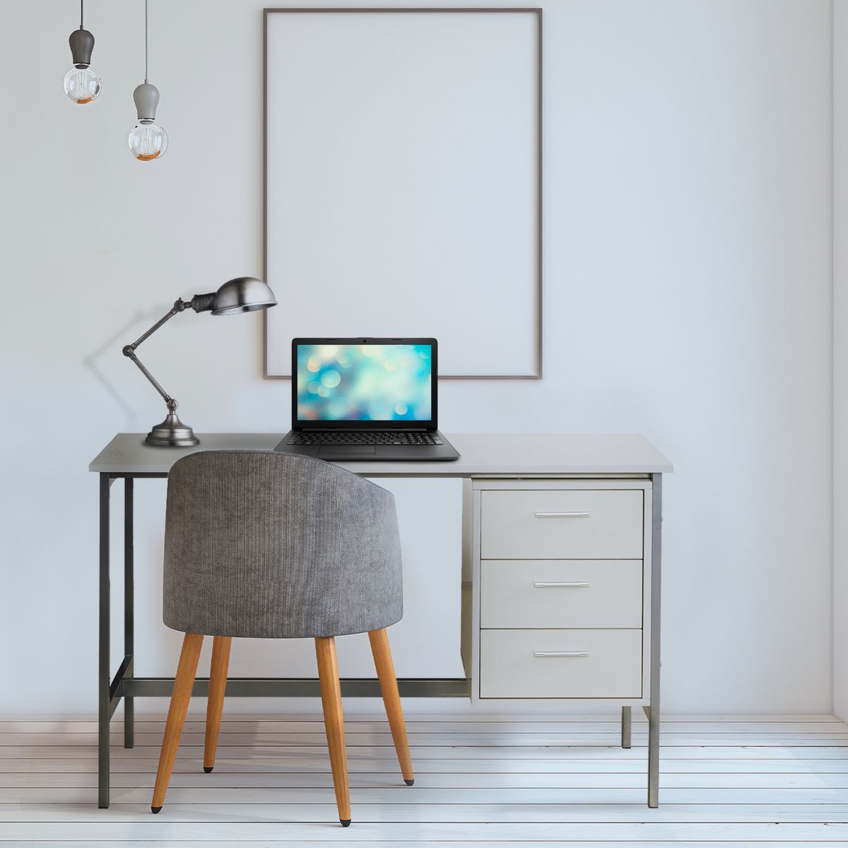 NOVAHUS - Escritorio Con 3 Cajones Aéreos Blanco