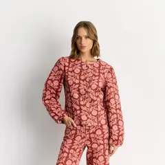 LOUNGE - Chaqueta Mujer Flores Denim