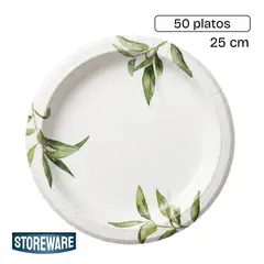 STOREWARE - Platos de Papel 25 cm 50 un Desechables Cumpleaños