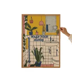 VATYERTY - 1 pieza de póster de lienzo sin marco - Vintage Lávate las manos