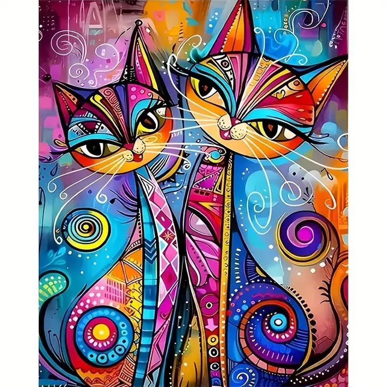 Impresión artística abstracta de gato en lienzo sin marco de 30,5 x 40,6 cm