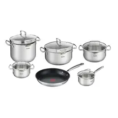 TEFAL - Bateria de cocina de Acero Inoxidable 11 Piezas Duetto
