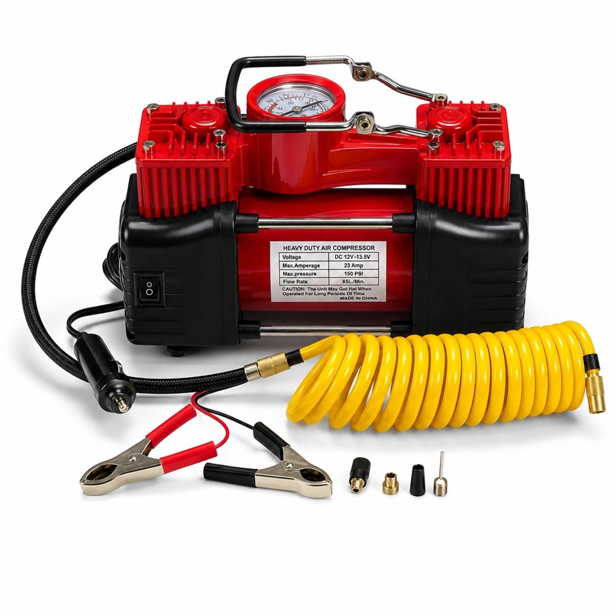 DISPARO - Compresor de Aire 12V Doble Pistón 150 PSI Kit Neumáticos