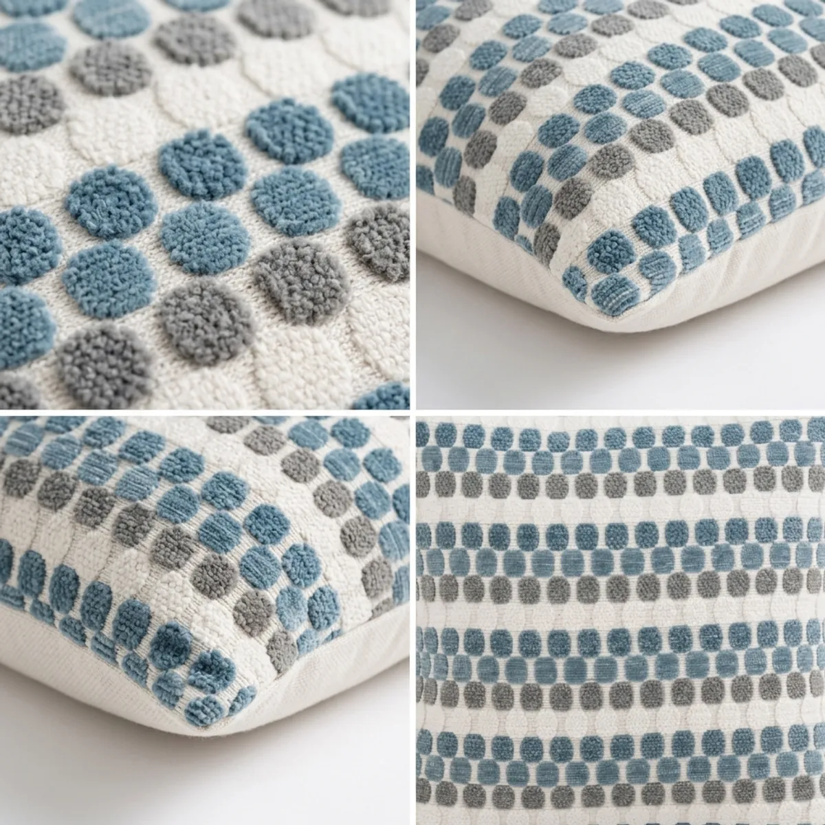 ARMONIA - Set 4 Fundas Para Cojín Diseño Texturado Azul 45 cm Cuadradas 012