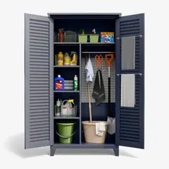 METANEK AMERICAN DESIGN - Gabinete exterior 6 separaciones, barra y tablero para colgar 185x90x50 cm - OCC-8