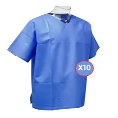 CRANBERRY - Camisa Clinica Desechable Tela Sms Azul M Pack X10