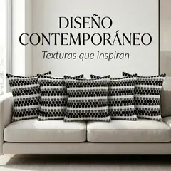 ARMONIA - Set 5 Fundas Para Cojín Diseño Geométrico Texturado Negro 45x45 cm - 012