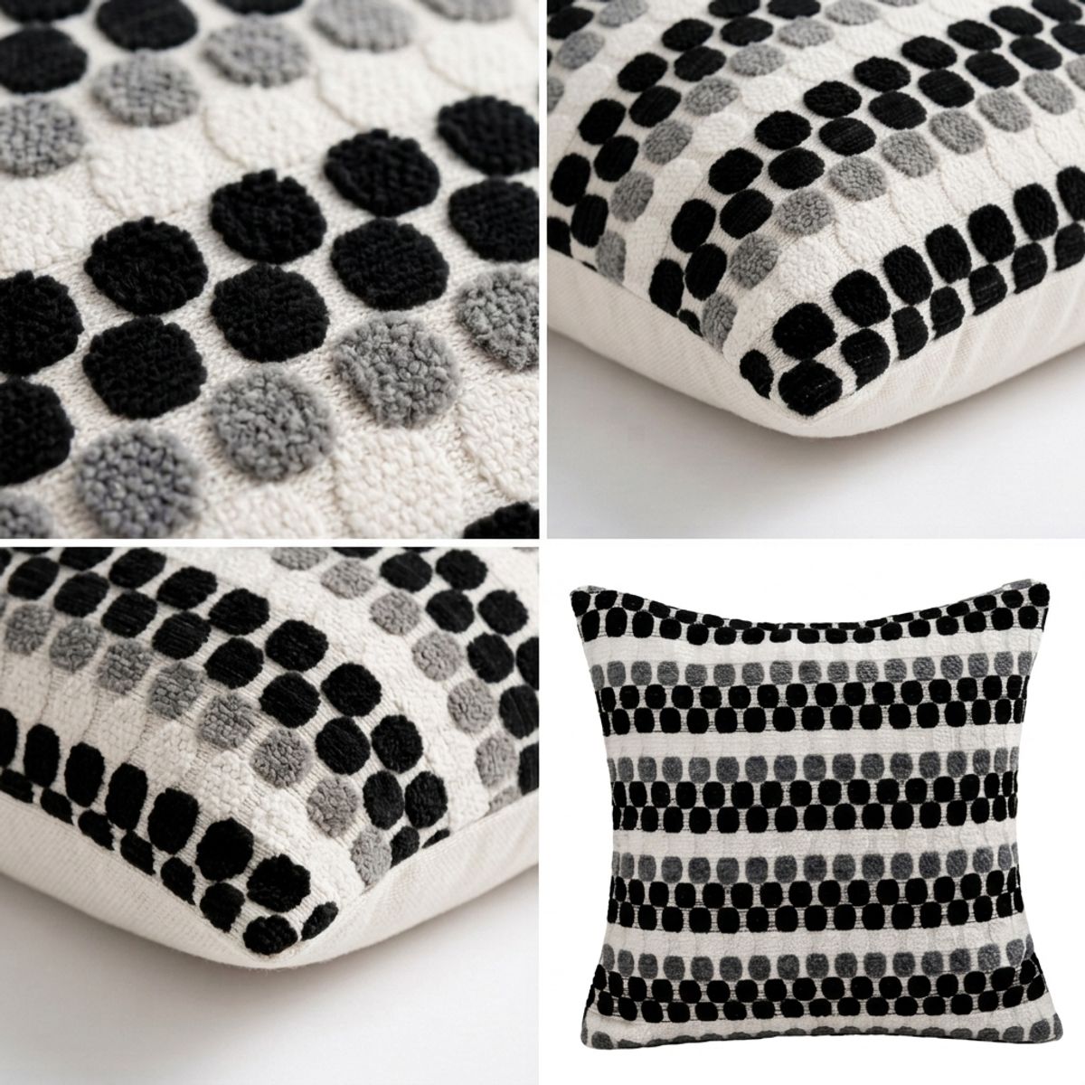 ARMONIA - Pack de 4 Fundas Para Cojín Diseño Geométrico Negro 012  Premium