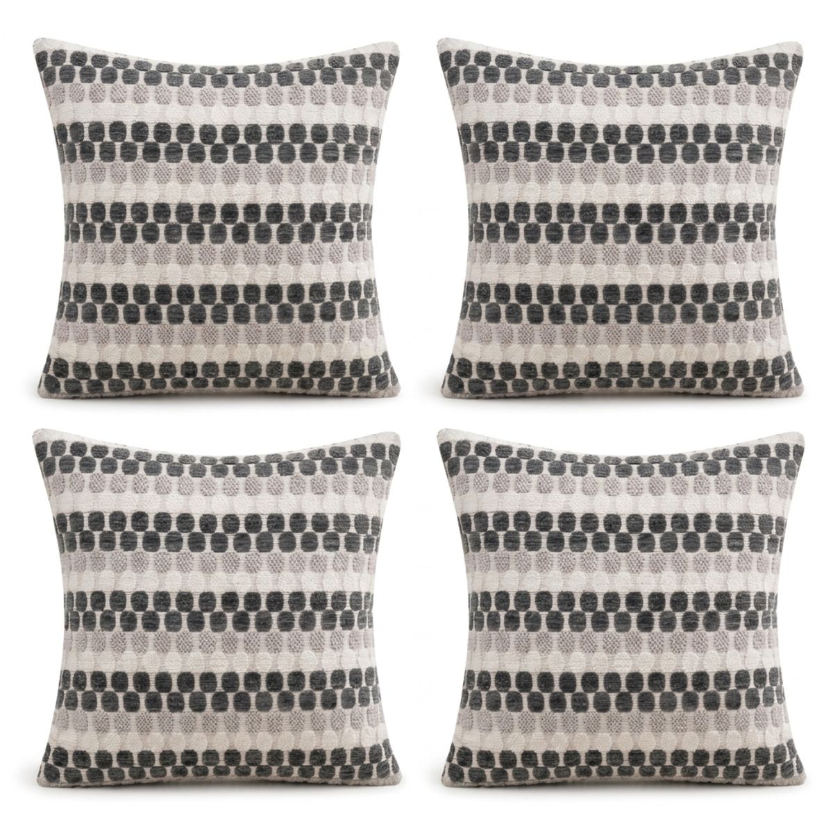 ARMONIA - Set 4 Funda Para Cojín Diseño Geométrico Gris 45x45 cm - 012