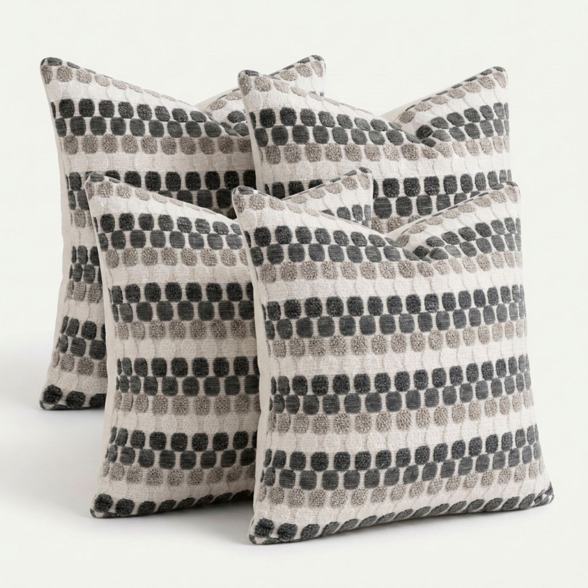 ARMONIA - Set 4 Funda Para Cojín Diseño Geométrico Gris 45x45 cm - 012