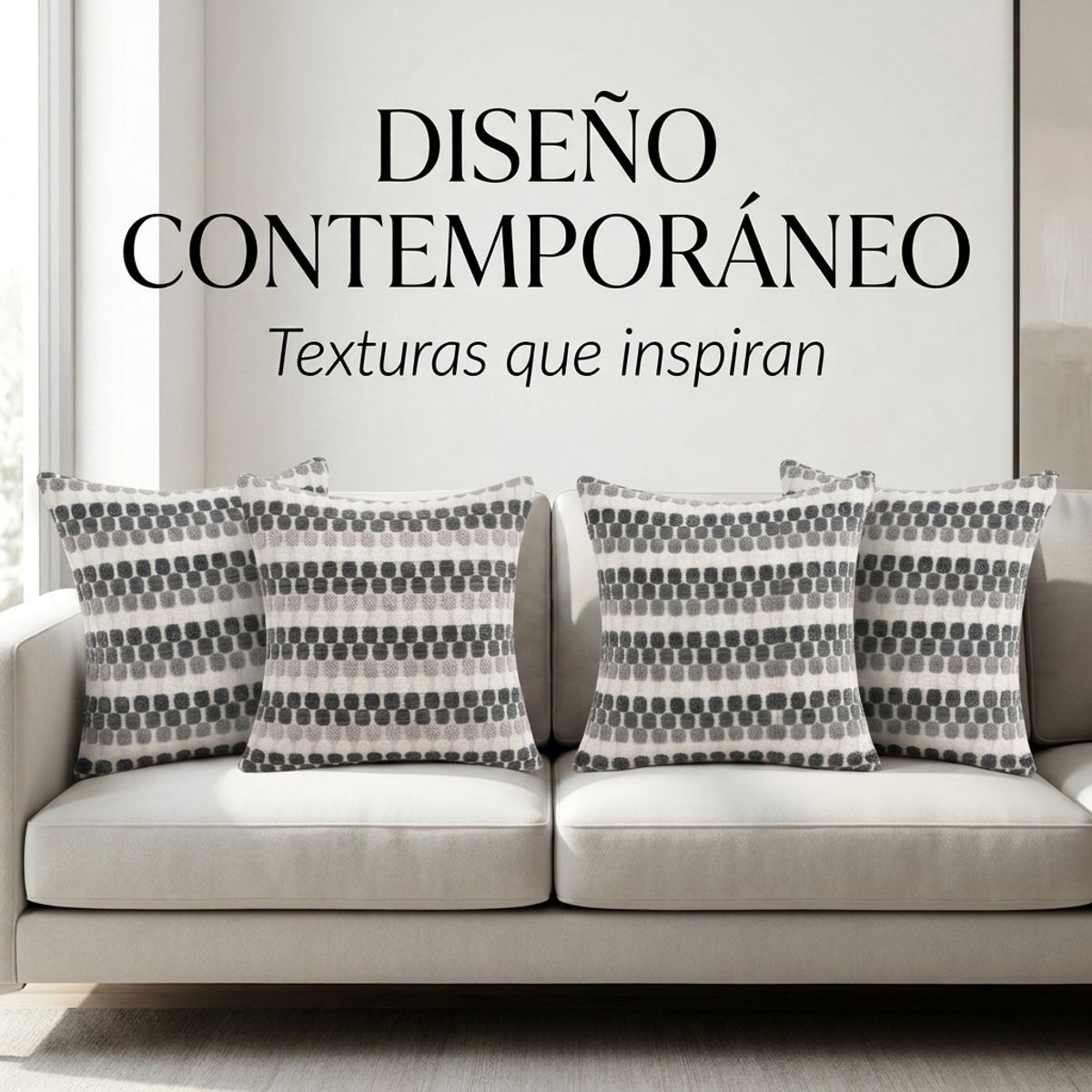 ARMONIA - Funda Para Cojín Gris Diseño Geométrico Set 4 Unidades 45 cm 012