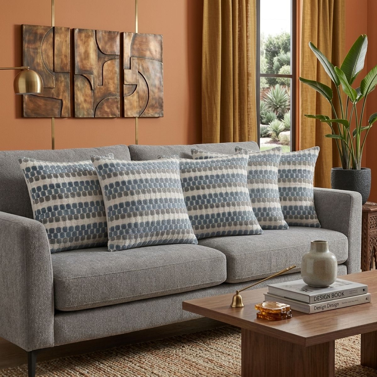 ARMONIA - Fundas  De Cojín Diseño Geométrico Texturado Aazul - pack 5 Modelo 012