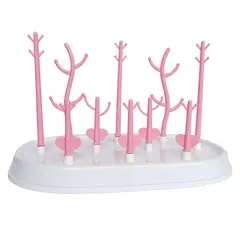 PUMUCKI - Rack Secador de Mamaderas para 10 Botellas Rosado