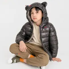 JUMP KIDS - Parka Negra Térmica Acolchada Con Orejitas Black Winter