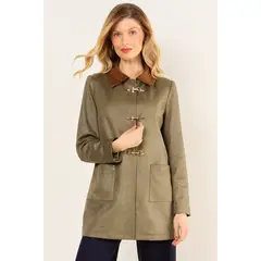 MA GRIFFE - Trench Cuello Contratono Mujer Verde Oliva
