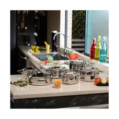 GENERICO - Batería De Cocina De Acero Inoxidable de 12 Piezas Para Cocina Profesional