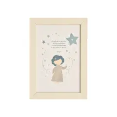 MARIA AMIRA - Cuadro regalo Bautizo ángel de la guarda para bebé 24X18 cm.