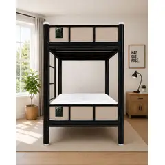 GENERICO - Camarote Negro 1 Plaza Acero 90x200cm + 2 Colchones Mery Desing