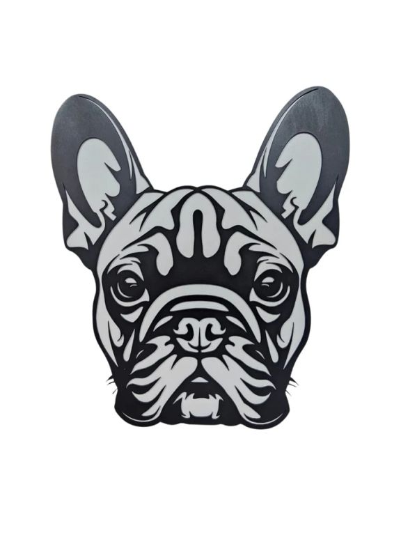 Cuadro Decorativo Perro Bulldog Francés MDF 45x37cm Con Iluminación LED Decorativa