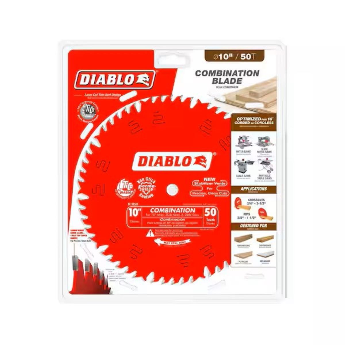 DIABLO - Disco Sierra Combinada 10" 50 Dientes Diablo D1050X