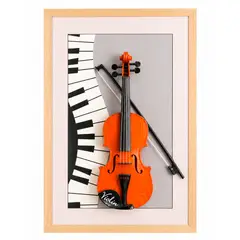 IRM - Cuadro Decorativo Violín y Piano 3D con Marco de Madera