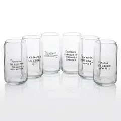 CRISTAR - Set 6 Vasos Copas Vidrio Lata Frases 473mL Bebidas