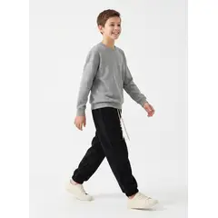KIBOU - Pantalón Buzo Niño Algodón Jogger Negro Con Puño Escolar