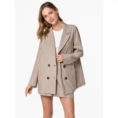 ARZANE - Blazer Mujer Lino Beige Rayado Italia