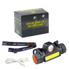 GENERICO - Linterna Minero 1 LED Mas1 LED COB, Con Iman, Recargable Por USB