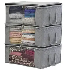 VATYERTY - Set de 3 cajas de almacenamiento grandes y plegables Gris