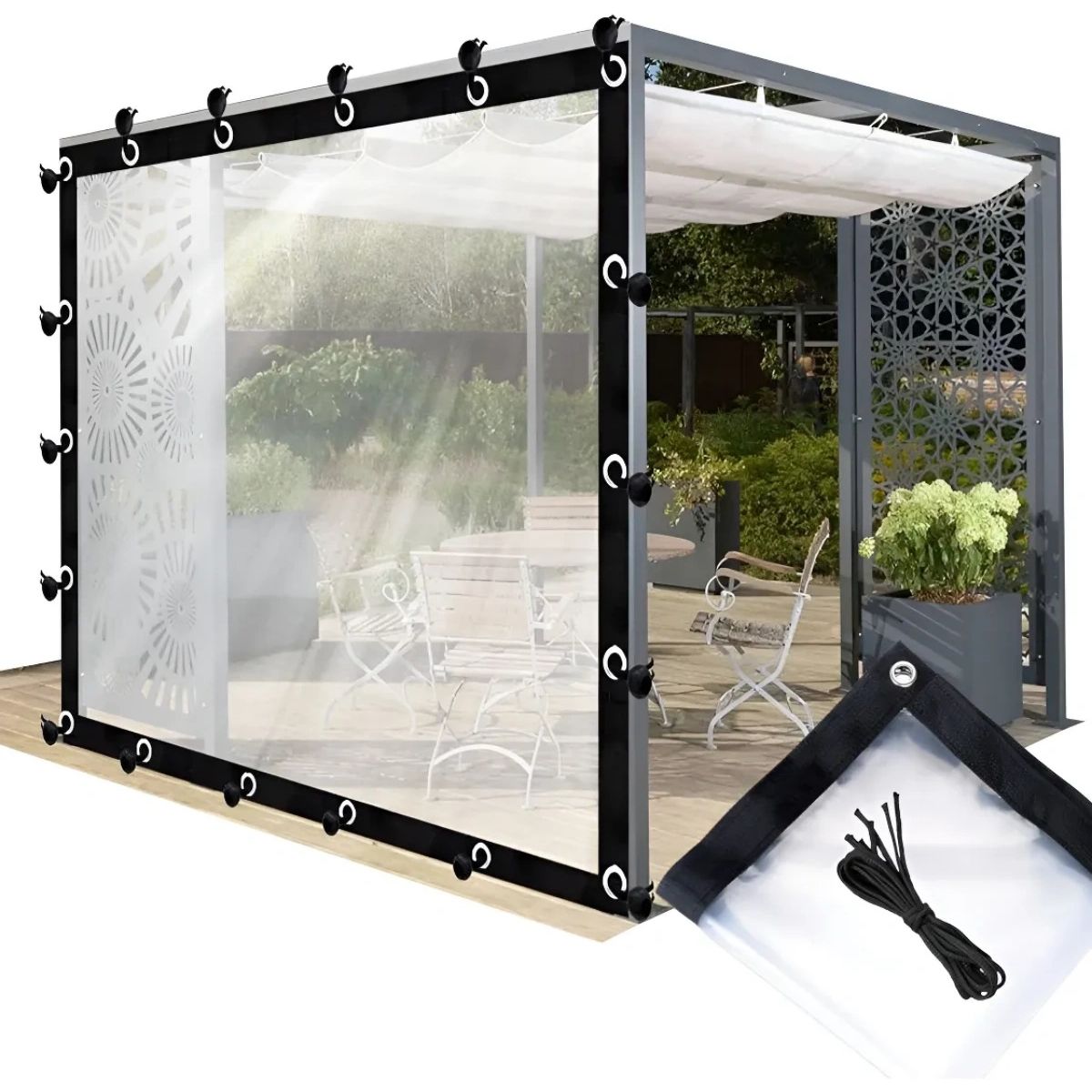 GENERICO - Lonas Transparentes Resistentes Impermeables3×4m + Cuerda10m