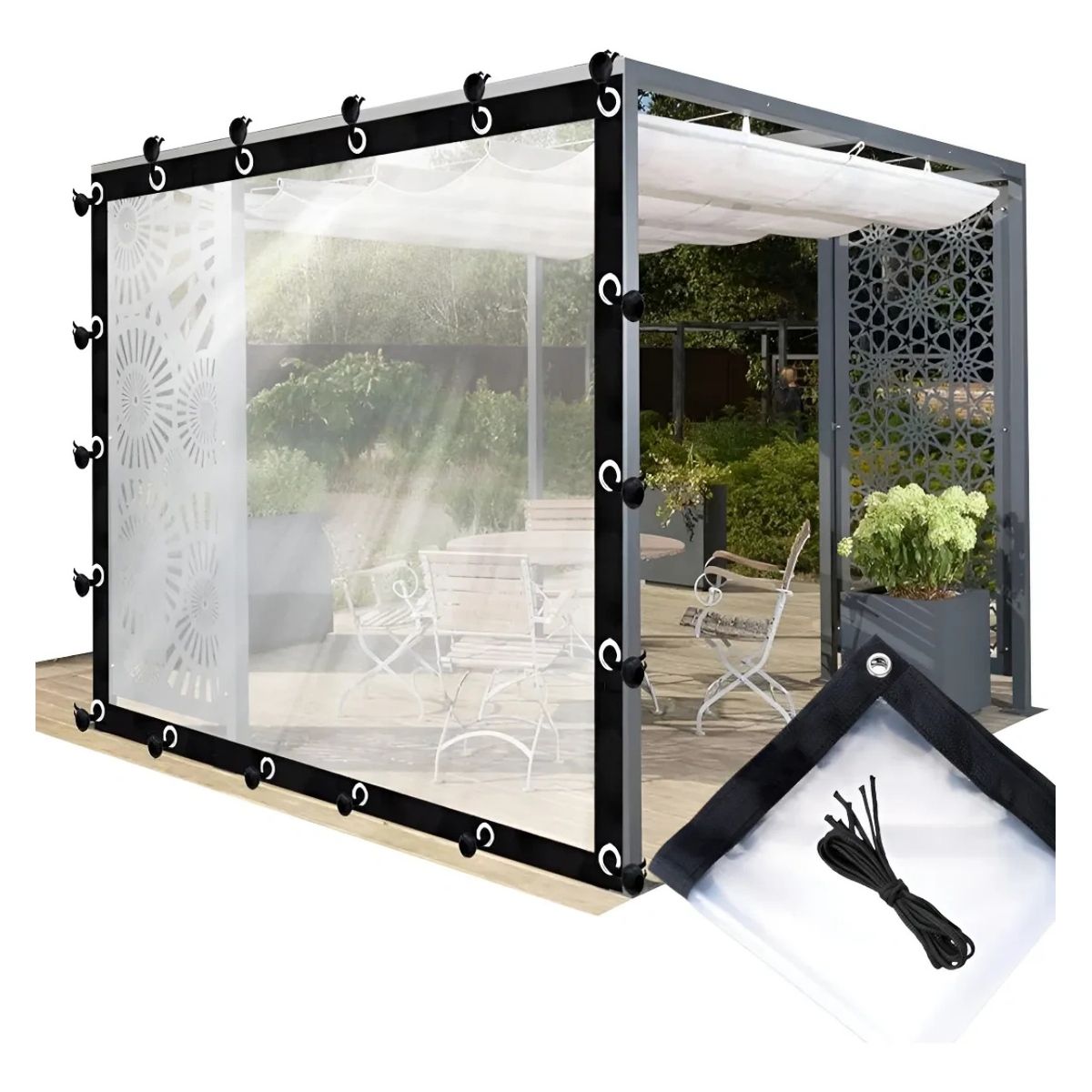 GENERICO - Lonas Transparentes Resistentes Impermeables3×4m + Cuerda10m