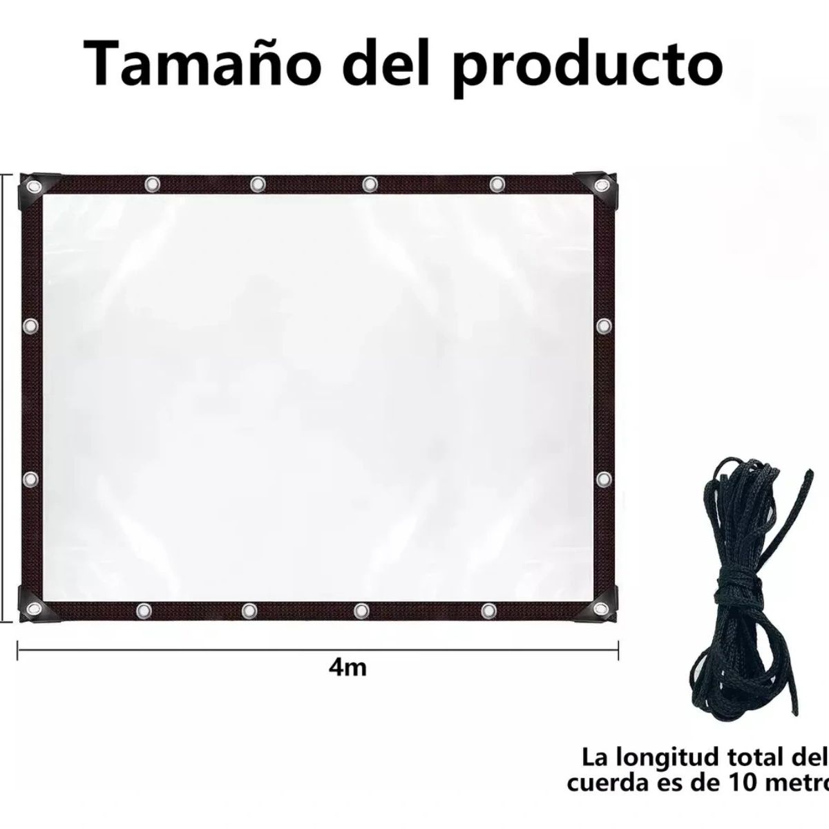 GENERICO - Lonas Transparentes Resistentes Impermeables3×4m + Cuerda10m