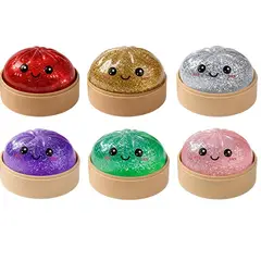 VATYERTY - 6 Pcs Juguete antiestrés tipo dumpling con purpurina Combinación Rojo