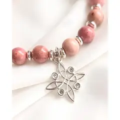 GENERICO - Pulsera de piedra Rodocrosita y nudo de bruja de plata