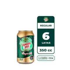 CANADA DRY - 6x Bebida Ginger Ale Lata 350cc