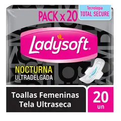 LADYSOFT - Toalla Femenina Nocturna Ultradelgada Ultraseca 20u
