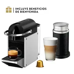 NESPRESSO - Cafetera Pixie Silver Con Espumador De Leche Aeroccino 3