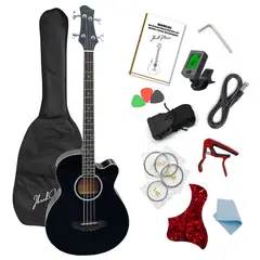 IBRAH - Bajo Electroacustico Music 43 Negro Con Funda De Transporte Y Pack Accesesorios