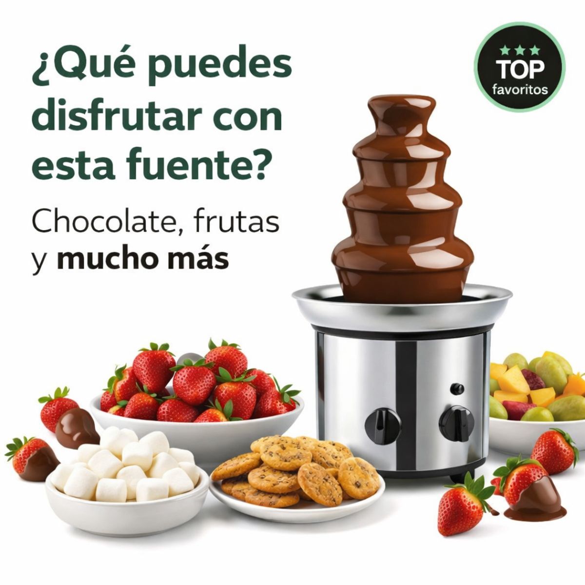 MOVI - Fuente de Chocolate 4 Niveles Acero Inoxidable para el deleite familiar