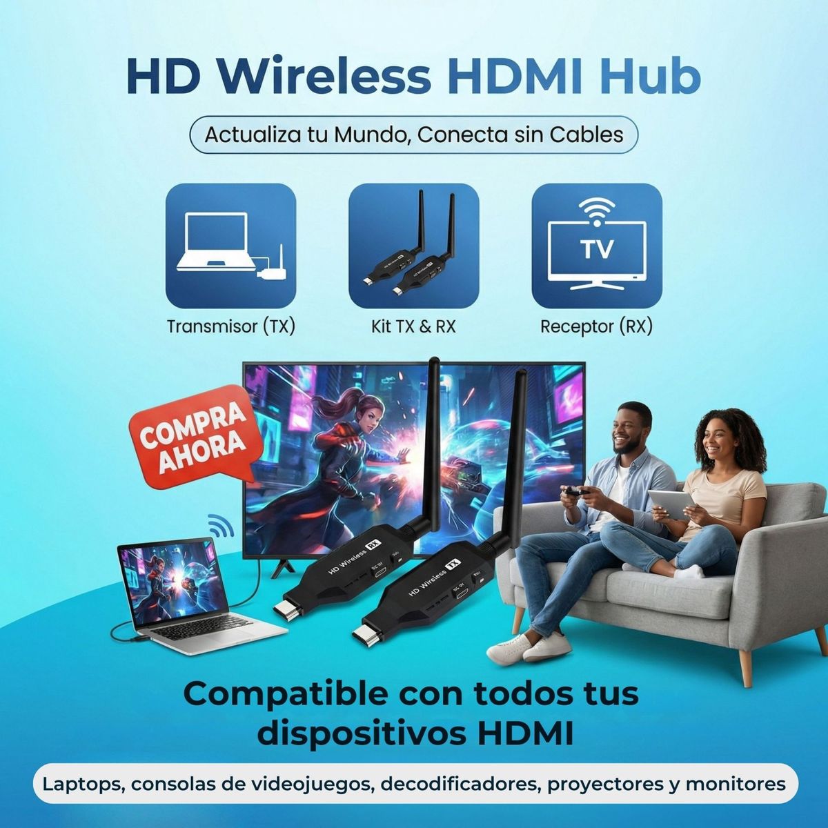 EMETRES - Hdmi Inalambrico Transmisor Hdmi 50 Metros Transmisor Hdmi Inalambrico