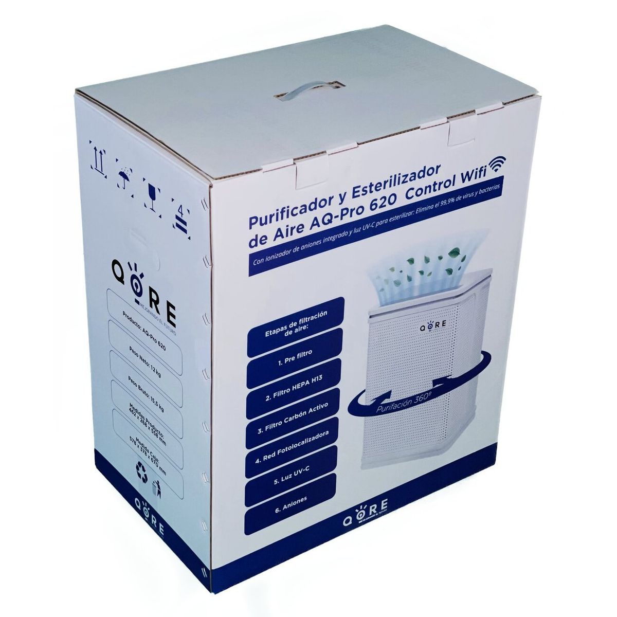 GENERICO - Purificador Aire Qore 100M2-Wifi- 6 Etapas En 360